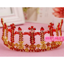 Goden Blatt Hochzeit rot Kristall Braut Tiara